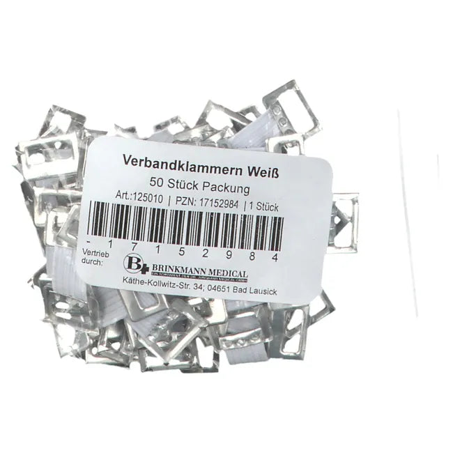 Verbandklammern weiss, mit Gummiband